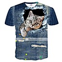 baratos Quadicópteros CR &amp; Multirotores-Homens Tamanhos Grandes Camiseta Japonesa / Curta Estampado, 3D / Animal Decote Redondo Delgado Azul