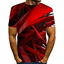 baratos Quadicópteros CR &amp; Multirotores-Homens Tamanho Europeu / Americano Camiseta - Bandagem Moda de Rua / Exagerado Estampado, Estampa Colorida / 3D / Gr&amp;aacute;fico Decote Redondo Vermelho / Manga Curta