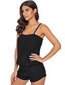 hesapli One-piece swimsuits-Kadın&amp;#39;s Temel Askılı Havuz Siyah YAKUT Bandeau &amp;Ccedil;ocuk Bacak Tek Par&amp;ccedil;alılar Mayolar - Solid Arkasız L XL XXL Havuz / Sexy