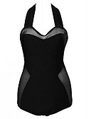 hesapli One-piece swimsuits-Kadın&amp;#39;s Boyun eğme &amp;ccedil;izgisi Siyah Slip K&amp;uuml;lotlar Tek Par&amp;ccedil;alılar Mayolar - Solid XXL XXXL XXXXL Siyah