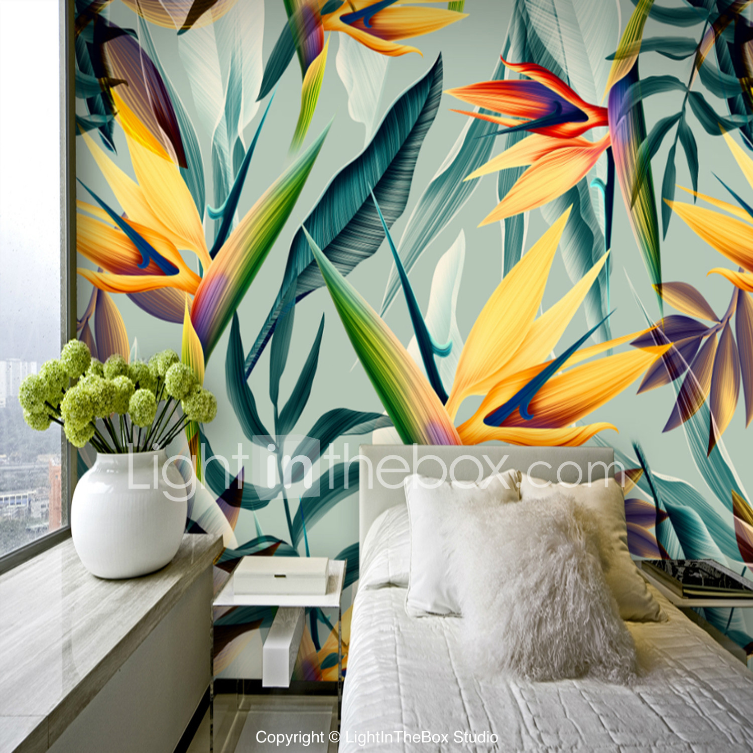 Colorful Tropical Leaf Wallpaper Mural Canvas Wall Covering 7120164
