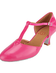 お買い得  -女性用 モダン用シューズ / 社交ダンス エナメル ヒール フレアヒール オーダーメイド不可 ダンスシューズ フクシャ / レッド / ライトブルー