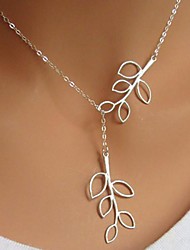 economico -Per donna lazo Collane con ciondolo Collana Y Argento placcato A foglia Donne magro Stile semplice Di tendenza Regolabili Argento Collana Gioielli Per Compleanno Attività commerciale Regalo