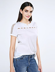 billige -V-hals Bluse Dame - Ensfarget, Perler