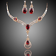 Dam Röd Kristall Syntetisk Ruby Smyckeset - Zircon, Kubisk Zirkoniumoxid, Guldpläterad Hängande damer, Lyx, Mode Omfatta Dropp Örhängen Hänge Halsband Röd Till Bröllop Party Speciellt Tillfälle Dam Röd Kristall Syntetisk Ruby Smyckeset - Zircon, Kubisk Zirkoniumoxid, Guldpläterad Hängande damer, Lyx, Mode Omfatta Dropp Örhängen Hänge Halsband Röd Till Bröllop Party Speciellt Tillfälle