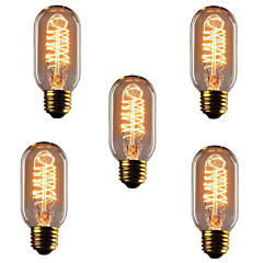 5pcs 40W E26 / E27 T45 Toplo bijelo 2300k Retro / Zatamnjen / Ukrasno Žarulja sa žarnom niti Edison 220-240V 5pcs 40W E26 / E27 T45 Toplo bijelo 2300k Retro / Zatamnjen / Ukrasno Žarulja sa žarnom niti Edison 220-240V