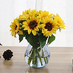 6 sucursais flores artificiais de girassol decoração de casa oferta de casamento 6 sucursais flores artificiais de girassol decoração de casa oferta de casamento