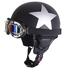 Casco de motocicleta de meia face Prata Padrão de estrela Padrão abdominais de rua Capacete de motocicleta Matte Black Color Casco de motocicleta de meia face Prata Padrão de estrela Padrão abdominais de rua Capacete de motocicleta Matte Black Color