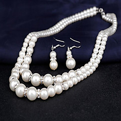 Damen Perlen Doppelstrang Schmuck-Set Perlen damas, Doppelschicht Einschließen Halskette Ohrring Brautschmuck Sets Weiß Für Hochzeit Party Verlobung Geschenk Alltag Maskerade Damen Perlen Doppelstrang Schmuck-Set Perlen damas, Doppelschicht Einschließen Halskette Ohrring Brautschmuck Sets Weiß Für Hochzeit Party Verlobung Geschenk Alltag Maskerade