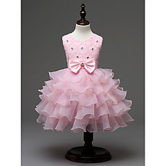 Enfants Fille Doux / Princesse Soirée / Vacances Couleur Pleine Paillettes / Noeud / Effets superposés Sans Manches Polyester Robe Fuchsia Enfants Fille Doux / Princesse Soirée / Vacances Couleur Pleine Paillettes / Noeud / Effets superposés Sans Manches Polyester Robe Fuchsia
