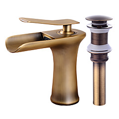 Conjunto de grifería - Cascada Cobre Envejecido Conjunto Central Sola manija Un agujeroBath Taps Conjunto de grifería - Cascada Cobre Envejecido Conjunto Central Sola manija Un agujeroBath Taps