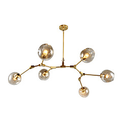 6 têtes d'europe du nord vintage molécules de verre de lustre doré pendentif lumières salon chambre salle à manger 6 têtes d'europe du nord vintage molécules de verre de lustre doré pendentif lumières salon chambre salle à manger