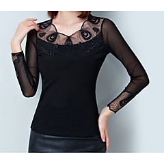 Damen Solide Stickerei T-shirt Klassicher Stil Moderner Stil Nylon Damen Solide Stickerei T-shirt Klassicher Stil Moderner Stil Nylon