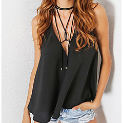 Women's Tank Top - Solid Colored, Bow V Neck Women's Tank Top - Solid Colored, Bow V Neck