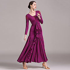 Danse de Salon Robes Femme Entraînement / Utilisation Dentelle / Tulle / Soie Glacée Drapée / Ruché / Combinaison Manches Longues Taille haute Robe Danse de Salon Robes Femme Entraînement / Utilisation Dentelle / Tulle / Soie Glacée Drapée / Ruché / Combinaison Manches Longues Taille haute Robe
