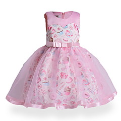 Kinder Mädchen Aktiv Alltag Geometrisch Druck Ärmellos Übers Knie Polyester Kleid Rosa Kinder Mädchen Aktiv Alltag Geometrisch Druck Ärmellos Übers Knie Polyester Kleid Rosa