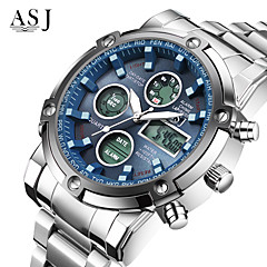 ASJ Men's Sport Watch Wrist Watch Digital Watch Japanese Quartz Digital 30 m Water Resistant / Water Proof Chronograph LCD Stainless Steel Band Analog-Digital Luxury Fashion Dress Watch White - White ASJ Men's Sport Watch Wrist Watch Digital Watch Japanese Quartz Digital 30 m Water Resistant / Water Proof Chronograph LCD Stainless Steel Band Analog-Digital Luxury Fashion Dress Watch White - White