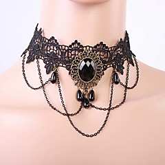 Bijoux Collier Style Gothique Femme Noir Accessoires Lolita Dentelle Collier Dentelle Gemmes artificielles Alliage Déguisement d'Halloween Bijoux Collier Style Gothique Femme Noir Accessoires Lolita Dentelle Collier Dentelle Gemmes artificielles Alliage Déguisement d'Halloween