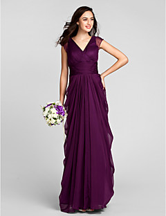 Bridesmaid Dresses Online For 2018 Sheath Column V Neck Floor Length Chiffon Bridesmaid Dress With Sash Ribbon Ruched By Lan Ting Bride