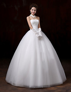 Ball Gown Strapless Floor Length Tulle Over Lace Wedding Dress With By Embroidered Bridal Ball Gown Strapless Floor Length Tulle Over Lace Wedding Dress With By Embroidered Bridal