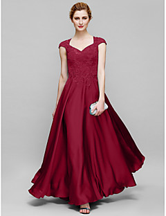 Ankle Length Wedding Guest Dresses Search Lightinthebox A Line Queen Anne Ankle Length Tulle Lace Over Charmeuse Mother Of The Bride Dress With Liques By Lan Ting See Through