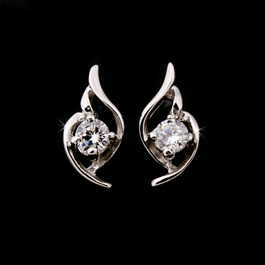 Elegant Sterling Silver Flower Design with Crystal Stud Earrings 390259 ...