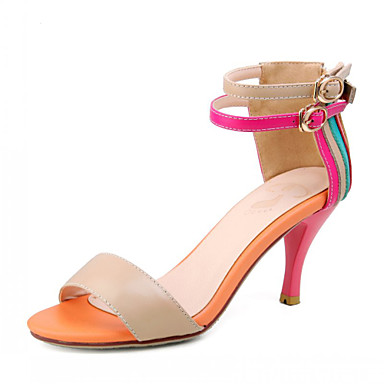 Leather Stiletto Heel Sandals Multi-color With Ankle-Strap Party ...