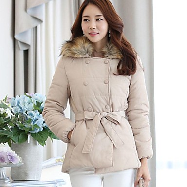 Women's Beige Coat , Bodycon/Casual Long Sleeve Cotton 1920850 2018 ...