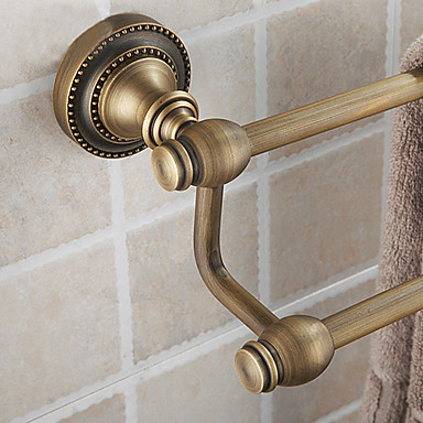 toallero doble, antiguo material de latón acabado de latón, accesorios