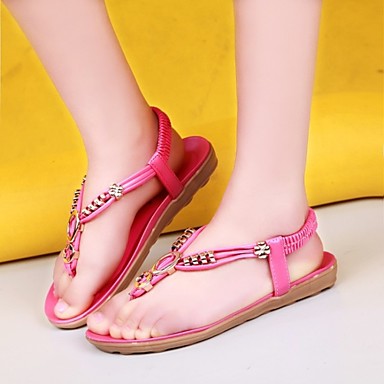 Leatherette Women's Flat Heel Flip Flops Sandals With Rhinestone Shoes ...