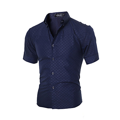 Men's Slim Fit Business Plaid Short Sleeve Dress Shirt 4068804 2018 ...