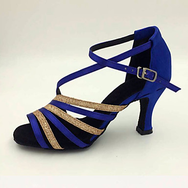 Women's Latin Satin Sandal Heel Practice Beginner Indoor Performance Stiletto Heel Royal Blue 2 Women's Latin Satin Sandal Heel Practice Beginner Indoor Performance Stiletto Heel Royal Blue 2