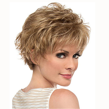 Women's Synthetic Wig Short Curly Yellow Pixie Cut With Bangs Natural ...