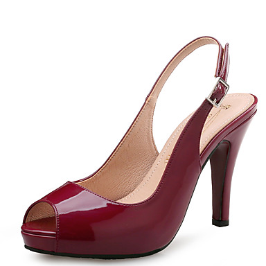 Women's Shoes Leather Spring / Summer Basic Pump Sandals Stiletto Heel Peep Toe Blue / Almond / Burgundy / Wedding / Party & Evening Women's Shoes Leather Spring / Summer Basic Pump Sandals Stiletto Heel Peep Toe Blue / Almond / Burgundy / Wedding / Party & Evening