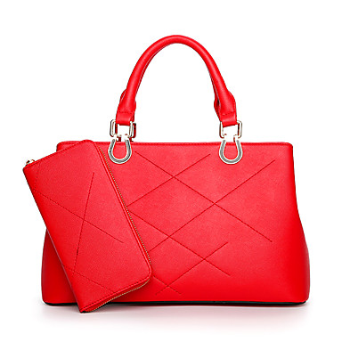 Women's Bags PU(Polyurethane) Bag Set 2 Pieces Purse Set Black / Red ...