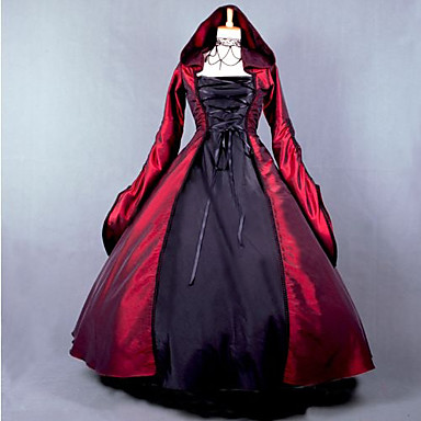 Capes / Gothic / Medieval Costume Women's Dress / Party Costume / Masquerade Red Vintage Cosplay Plain Sateen Long Sleeve Puff Balloon Floor Length Halloween Costumes