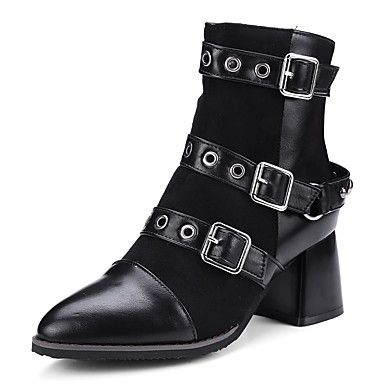 Women's Shoes Leatherette Fall / Winter Fashion Boots / Bootie / Combat Boots Boots Pointed Toe Booties / Ankle Boots Buckle Black / Gray Women's Shoes Leatherette Fall / Winter Fashion Boots / Bootie / Combat Boots Boots Pointed Toe Booties / Ankle Boots Buckle Black / Gray