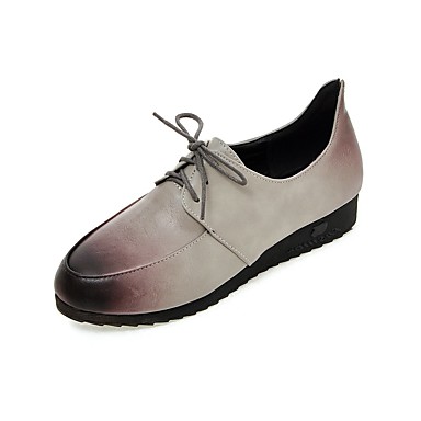 Women's Shoes Leatherette Spring / Fall Comfort / Ankle Strap Oxfords Flat Heel Round Toe Black / Beige / Gray Women's Shoes Leatherette Spring / Fall Comfort / Ankle Strap Oxfords Flat Heel Round Toe Black / Beige / Gray