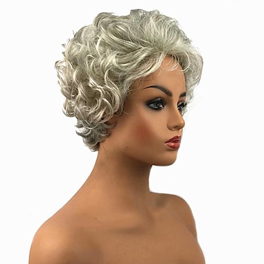 Synthetic Wig Curly Pixie Cut Synthetic Hair White Wig 