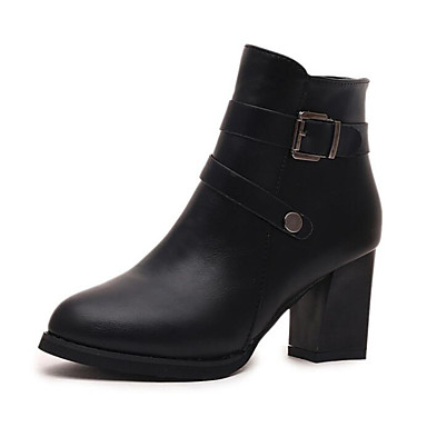 Women's Shoes PU(Polyurethane) Fall / Winter Comfort / Fashion Boots Boots Chunky Heel Booties / Ankle Boots Black / Red Women's Shoes PU(Polyurethane) Fall / Winter Comfort / Fashion Boots Boots Chunky Heel Booties / Ankle Boots Black / Red