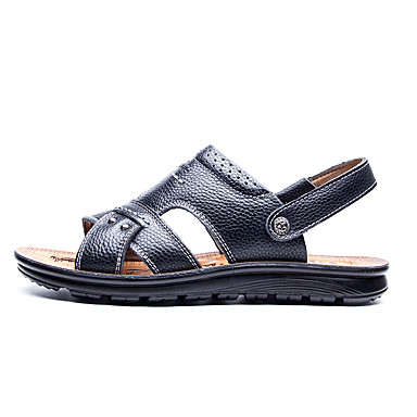 Men's Shoes Cowhide Summer Comfort Sandals Walking Shoes Black / Yellow / Brown Men's Shoes Cowhide Summer Comfort Sandals Walking Shoes Black / Yellow / Brown