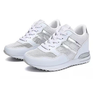 Women's Shoes Tulle / PU(Polyurethane) Summer Comfort Sneakers Wedge Heel Round Toe White / Black / Gray Women's Shoes Tulle / PU(Polyurethane) Summer Comfort Sneakers Wedge Heel Round Toe White / Black / Gray