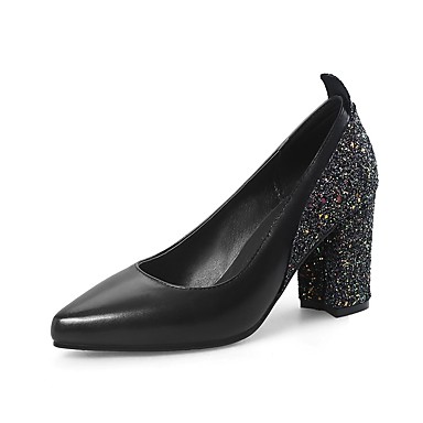 Women's Shoes Leatherette Spring & Summer Basic Pump Heels Chunky Heel Pointed Toe Sequin White / Black / Red / Party & Evening Women's Shoes Leatherette Spring & Summer Basic Pump Heels Chunky Heel Pointed Toe Sequin White / Black / Red / Party & Evening