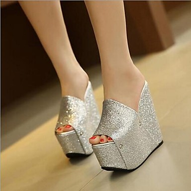 Women's Shoes PU(Polyurethane) Summer Comfort Sandals Wedge Heel Silver / Pink Women's Shoes PU(Polyurethane) Summer Comfort Sandals Wedge Heel Silver / Pink