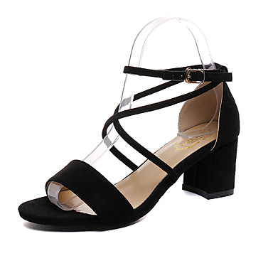 Women's Shoes Fabric Summer Comfort Sandals Walking Shoes Block Heel Round Toe Black / Beige / Yellow Women's Shoes Fabric Summer Comfort Sandals Walking Shoes Block Heel Round Toe Black / Beige / Yellow