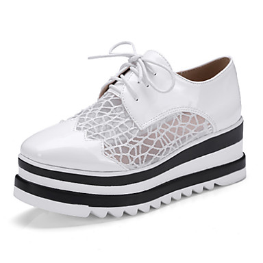 Women's Shoes Tulle / PU(Polyurethane) Fall & Winter Comfort / Novelty Oxfords Creepers Pointed Toe White / Black Women's Shoes Tulle / PU(Polyurethane) Fall & Winter Comfort / Novelty Oxfords Creepers Pointed Toe White / Black