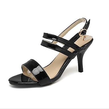 Women's Shoes PU(Polyurethane) Summer Basic Pump Sandals Stiletto Heel Open Toe Buckle White / Black / Pink / Party & Evening Women's Shoes PU(Polyurethane) Summer Basic Pump Sandals Stiletto Heel Open Toe Buckle White / Black / Pink / Party & Evening