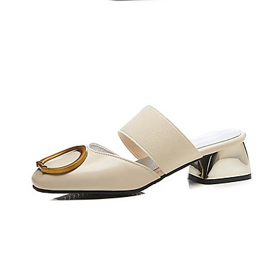 Women's Shoes PU(Polyurethane) Summer Comfort Clogs & Mules Chunky Heel Open Toe Black / Beige Women's Shoes PU(Polyurethane) Summer Comfort Clogs & Mules Chunky Heel Open Toe Black / Beige