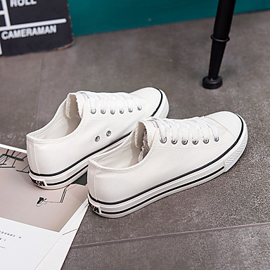 Women's Shoes Canvas Summer Comfort Sneakers Flat Heel White / Black Women's Shoes Canvas Summer Comfort Sneakers Flat Heel White / Black