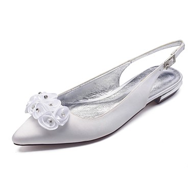 Women's Shoes Satin Spring & Summer Comfort / Slingback Wedding Shoes Flat Heel Pointed Toe Satin Flower / Sparkling Glitter White / Ivory / Party & Evening Women's Shoes Satin Spring & Summer Comfort / Slingback Wedding Shoes Flat Heel Pointed Toe Satin Flower / Sparkling Glitter White / Ivory / Party & Evening
